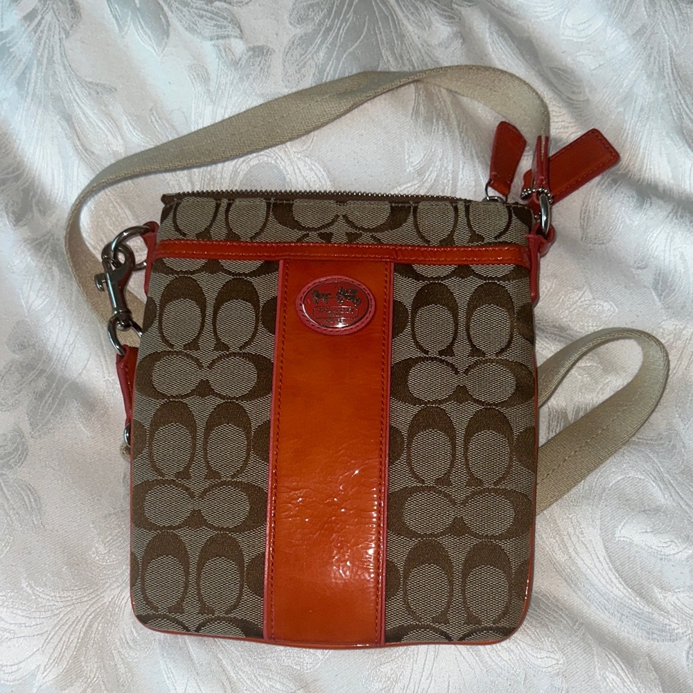 Vintage Coach Brown and Pink Messenger Bag